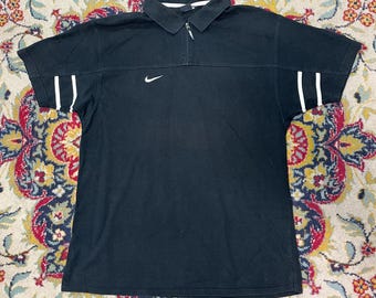 Polo Nike Manchester United negro con cremallera de 1/4, talla XL, para entrenamiento de fútbol.