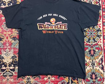 Wall Of Death World Tour Vintage T-Shirt Biker Stunt Show Tee Size XL