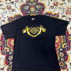 Vintage Harley Davidson Tie Dye T-Shirt Skull Crossbones Germany Size L