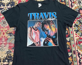 Camiseta de rap de Travis Scott, estilo hip hop, color negro, talla M