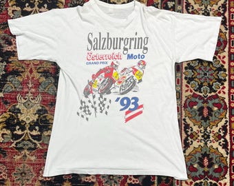 Vintage 90s Salzburg Ring Moto Grand Prix T-Shirt Austria Size XXL