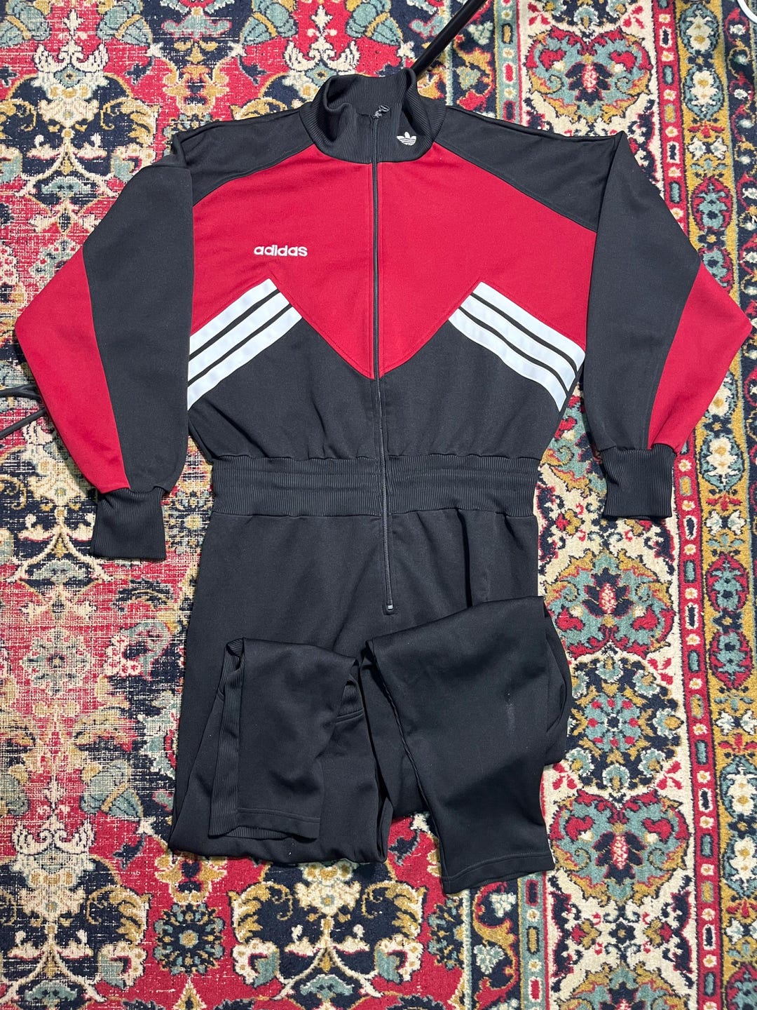 Vintage Adidas Originals Tracksuit 90s Black Red Three Stripes Trefoil ...