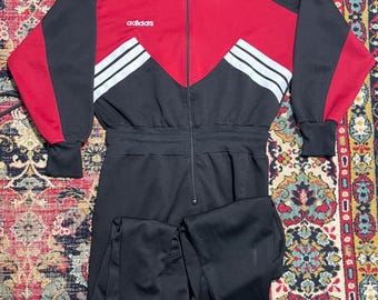 Ensemble de survêtement Adidas Originals vintage des années 90 noir rouge trois bandes trèfle taille L