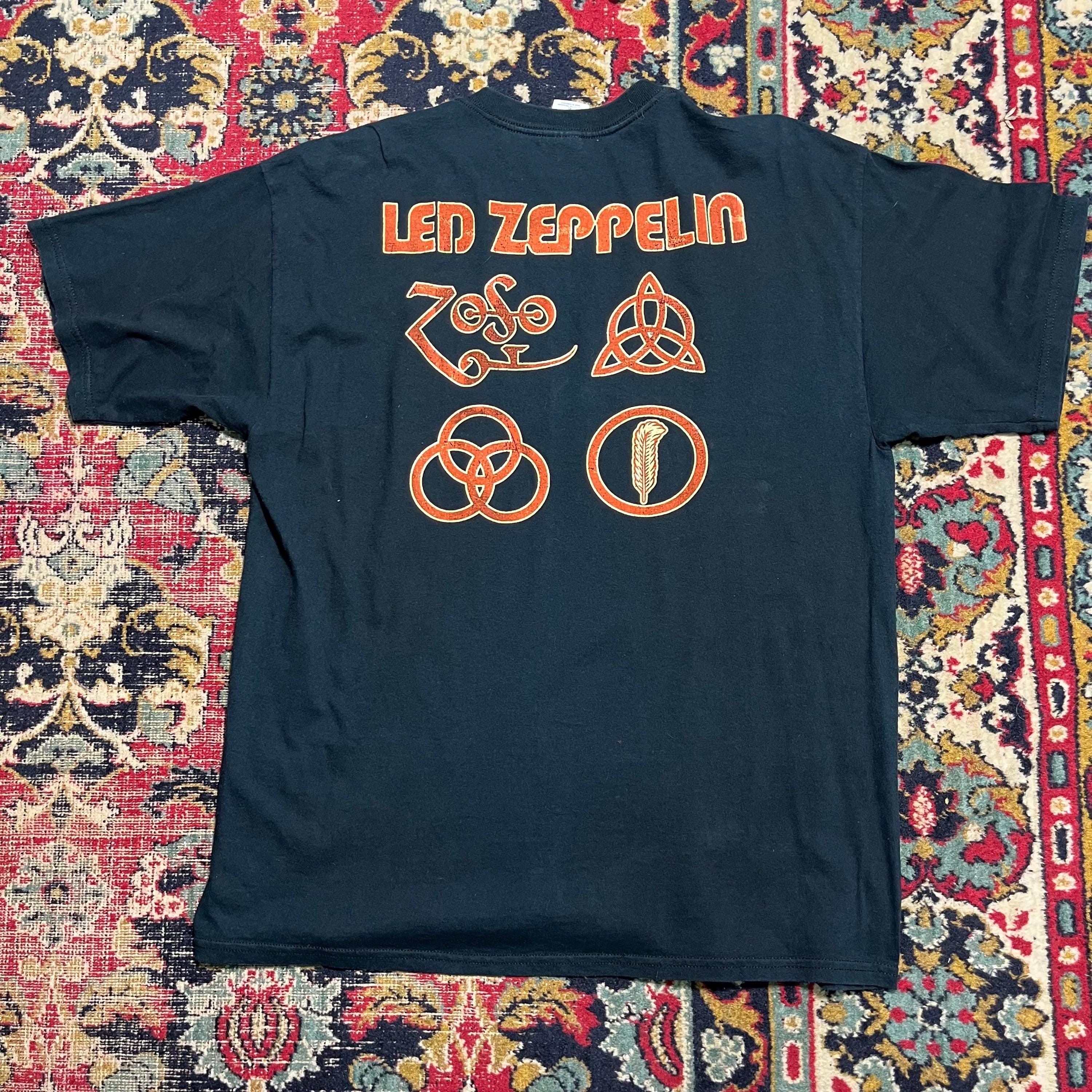 Vintage Led Zeppelin T-shirt 90s Style Rock Band Tee Black Size XL 