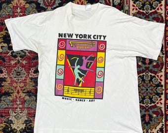 Vintage New York City Festival T-Shirt 90s Music Dance Art Tee USA Size XL