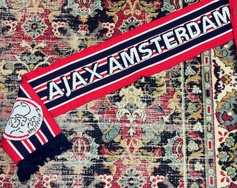 Bufanda vintage Adidas Ajax Amsterdam roja, blanca y azul