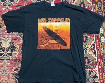 Vintage led-zeppelin-T-shirt jaren 90 stijl rockband T-shirt zwart maat XL