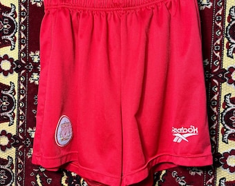 Pantalones cortos de fútbol vintage Reebok del Liverpool FC, rojos, oficiales, años 90, talla L