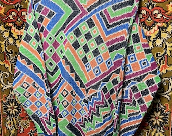 Missoni Sport Multicolor Geometric Knit Sweater Made in Italy Size XXL
