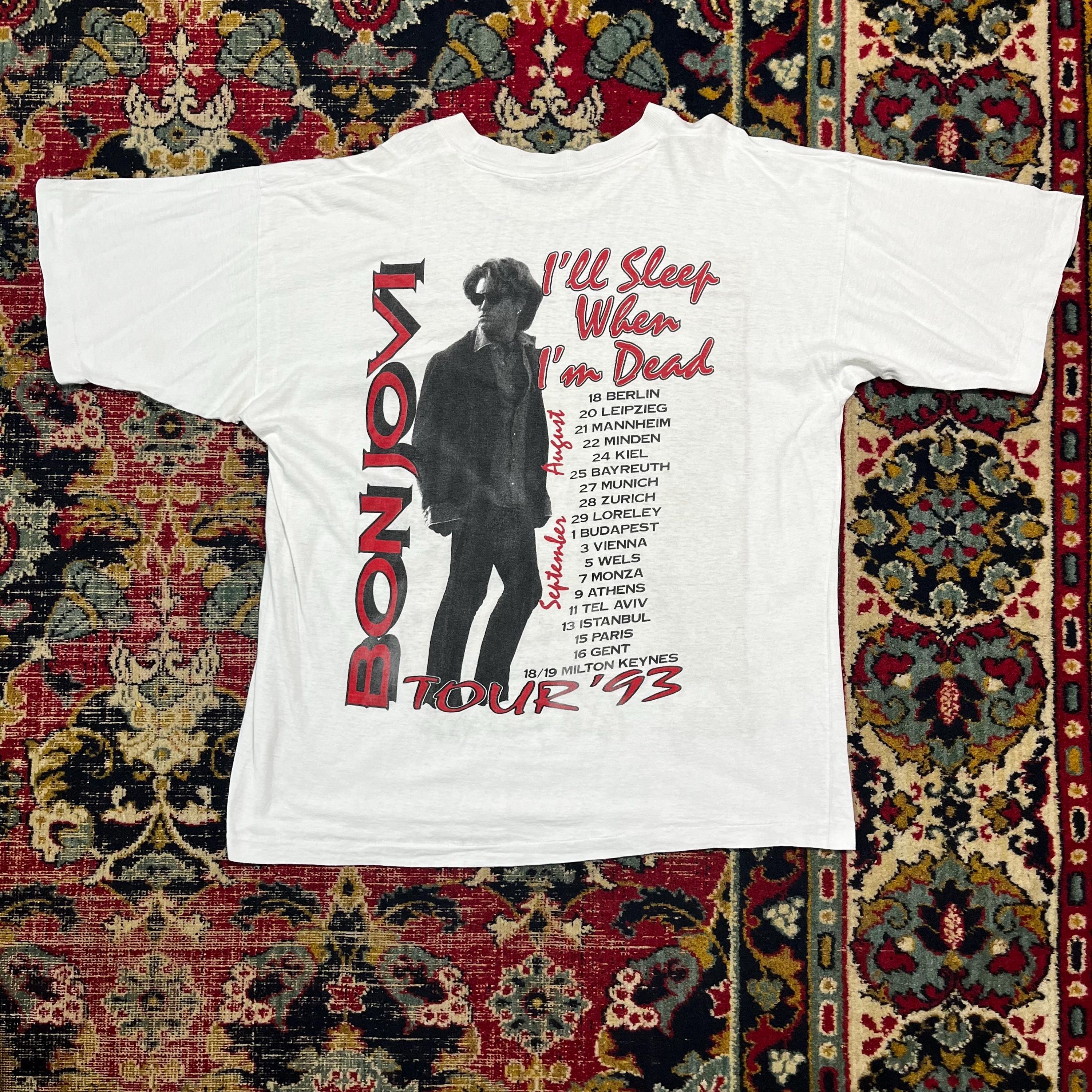 Vintage 1993 Bon Jovi Tour T-shirt Keep the Faith I'll Sleep Size