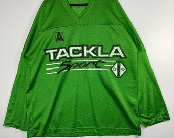 Vintage Tackla Sport Hockey Jersey Green Mesh Practice Jersey 90s