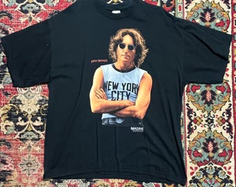 John Lennon New York City Black and White T-shirt Imagine Lyrics