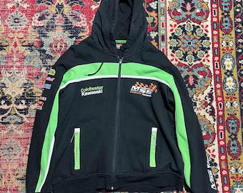 Vintage Kawasaki Racing Hoodie MSS Colchester Official Team Jacket Size XS
