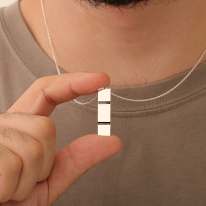 Minimalist sterling silver bar necklace, modern geometric pendant, sleek rectangle necklace, Christmas Gift, Birthday Gift Idea