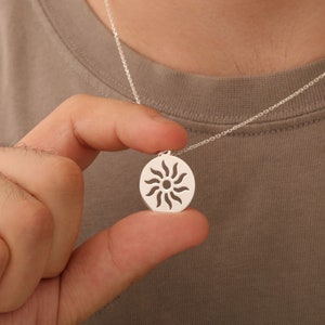 Sun Necklace, Sterling Silver Sunburst Charm, Unique Holiday Gift for Her, Boho Celestial Jewelry, Sun Symbol, Christmas Gift, Birthday Gift