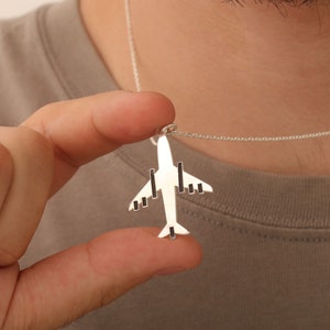 Silber Flugzeug Halskette für Männer, Luftfahrt Anhänger, Einzigartige Pilot Schmuck, Minimalistische Flugzeug Halskette, Perfekte Weihnachtsgeschenk, Geburtstagsgeschenk