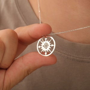 Sterling Silver Compass Necklace: Minimalist Adventure Pendant