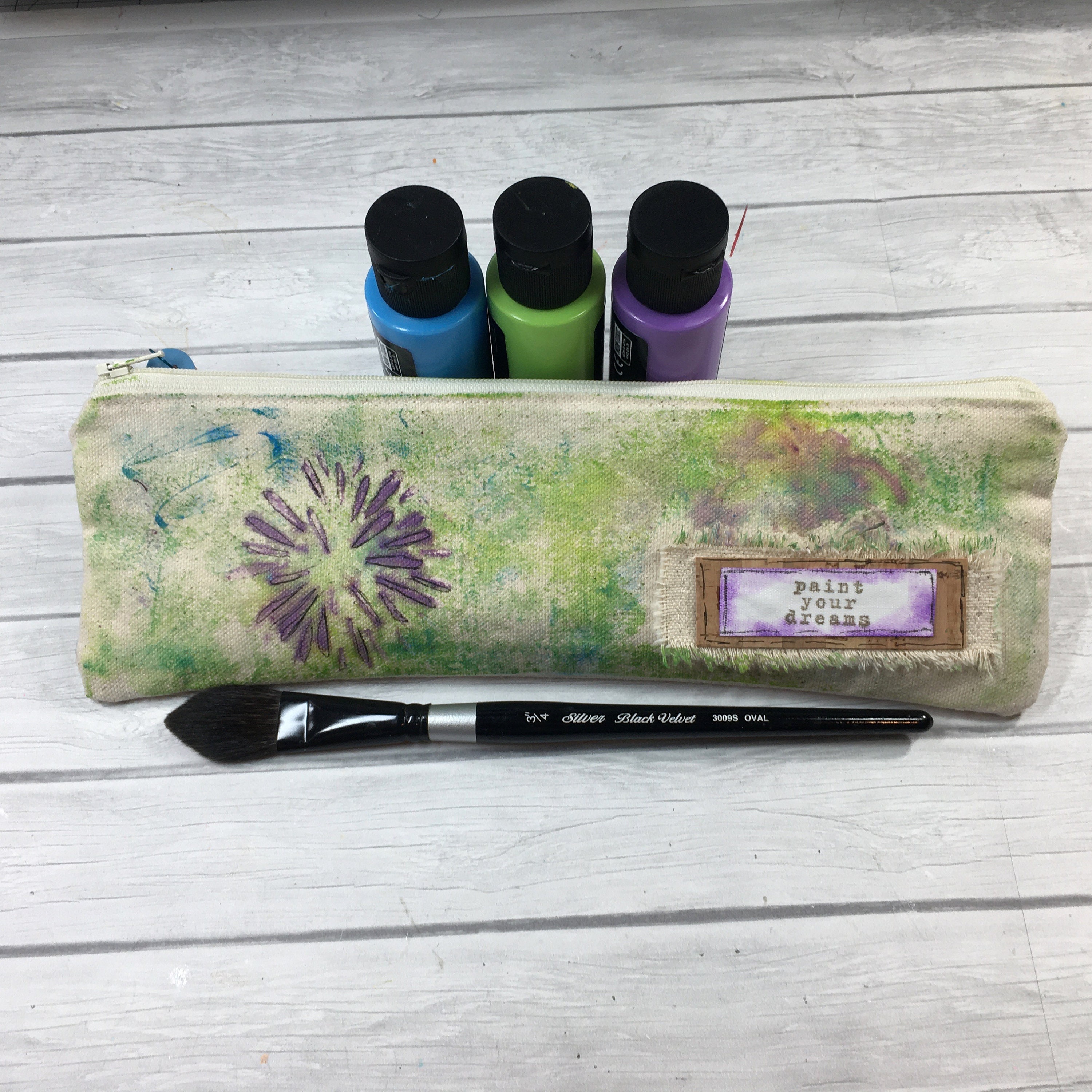 Art Brush Storage Pouch Travel Art Kit Painted Cotton Etsy