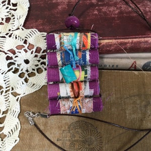 Fabric Bead Necklace, Textile Art to Wear, Fabric Jewelry, Statement Necklace, multicolored