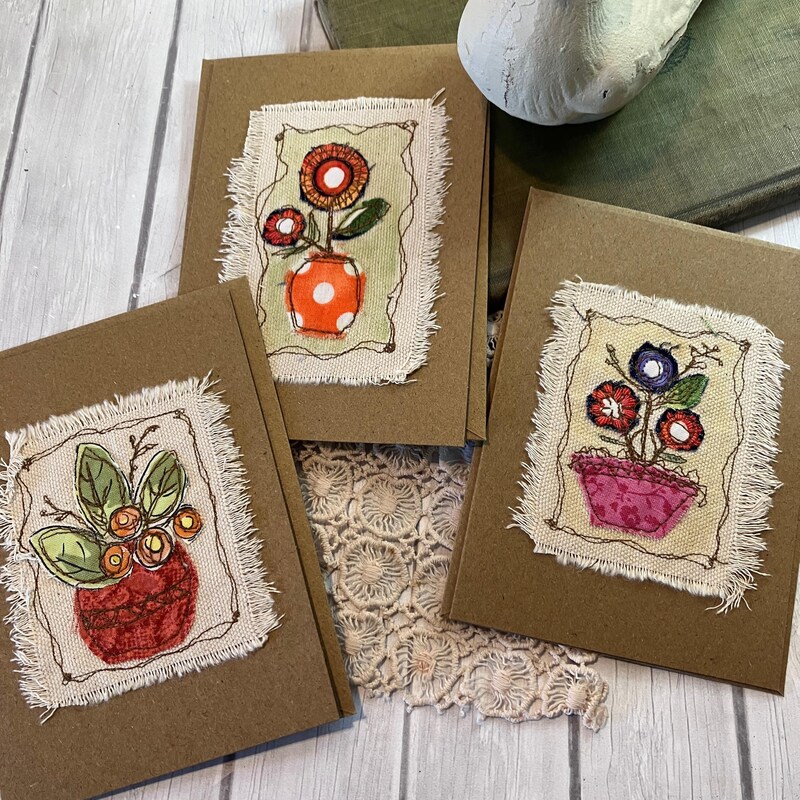 Textile Card Fabric Greeting Cards - Etsy
