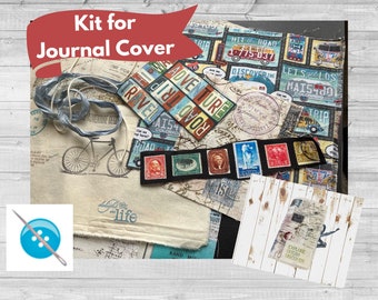 Travel Themed Journal Cover Kit and Instructions, Pages or Signatures not Included, Tutorial on YouTube