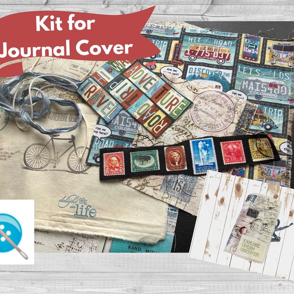 Travel Themed Journal Cover Kit and Instructions, Pages or Signatures not Included, Tutorial on YouTube