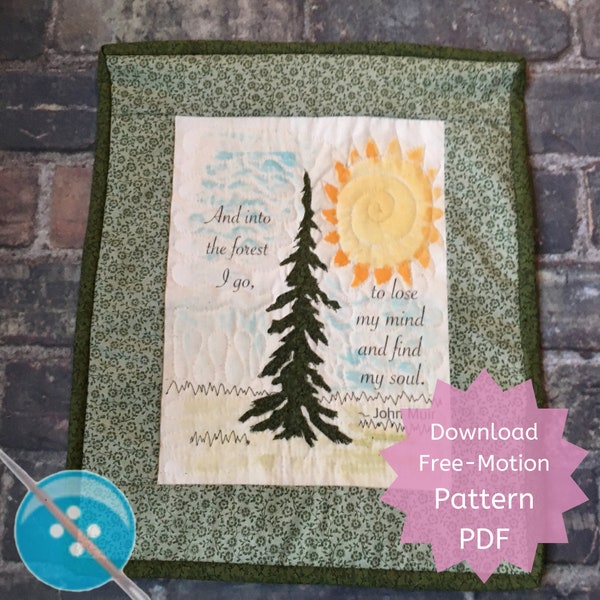 Sewing Pattern for Nature Mini Quilt, YouTube Project,  PDF Printable Download Template