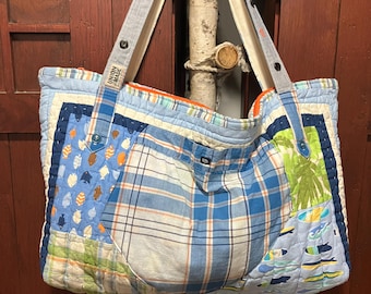 Large Beach Bag, Tote, UpCycled, One of a Kind