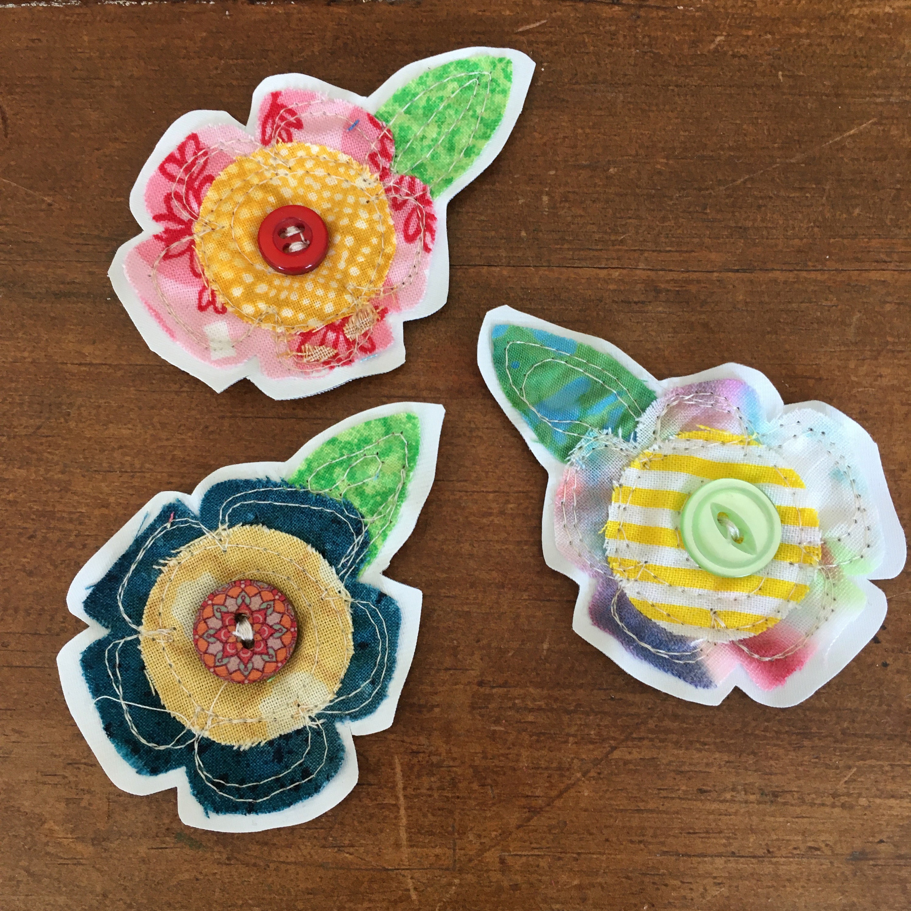 Fabric Flower Embellishments Handmade Set of 3 Etsy