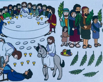 Felt /Flannel Board Set- Easter Story- Palm Sunday. The Last Supper with Jesus. Holy Week. Sunday School Bible Stories. Church activities
