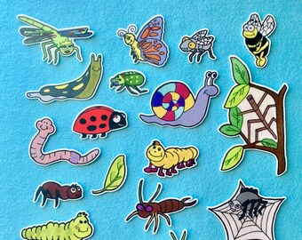 Insects & Bugs - Bustle in the Bushes Felt / Flannel Board Set.  Preschool. Early childhood activity