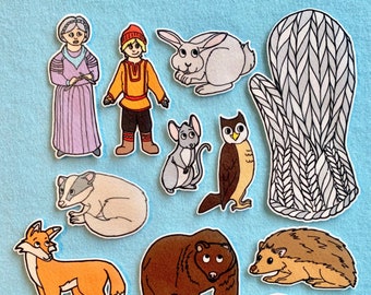 The Mitten Felt Board Story w animals. Popular Children's Folktale. Teachers. Story time.