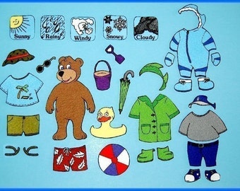 Mr. Weather Bear Dress Up - Felt Board Set / Felt Paper Dolls