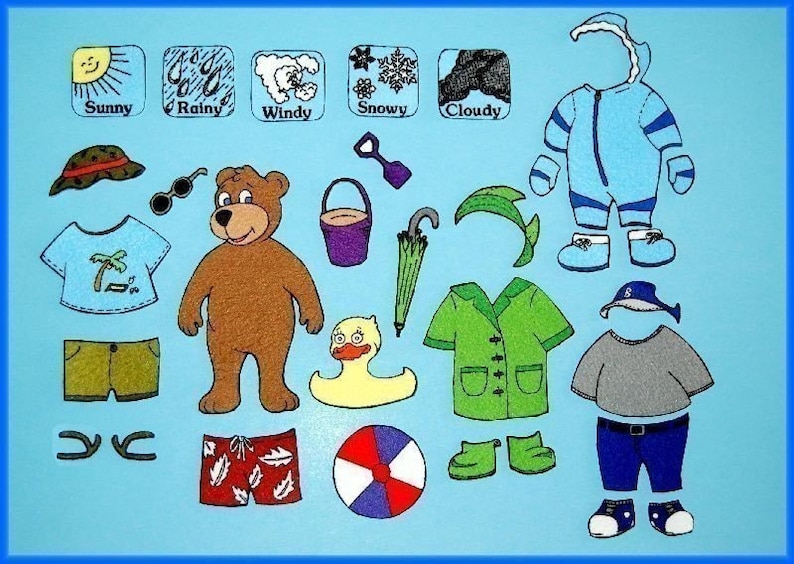 Mr. Weather Bear Dress Up Felt Board Set / Felt Paper Dolls image 1