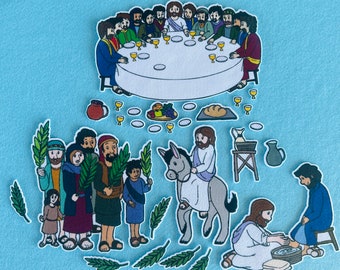 Easter #1 Palm Sunday and Last Supper Felt/ Flannel Board Set. Bible Stories. Sunday School. VBS. Church activities. Religious. Homeschool.