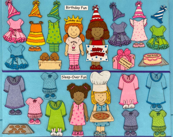 Best Friends Felt Board / Flannel Board Set. Includes 8 Girls to Dress