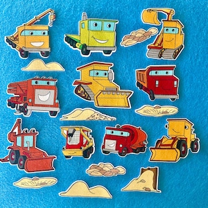 Construction Site Felt /  Flannel Board Set. Dump Trucks ,Bulldozer, Cement Mixer, Crane, etc.