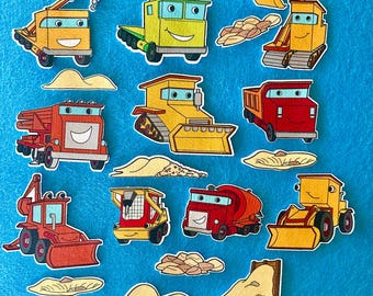 Construction Site Felt /  Flannel Board Set. Dump Trucks ,Bulldozer, Cement Mixer, Crane, etc.