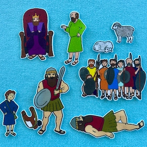 David and Goliath Felt/ Flannel Board Set. Bible Stories. Sunday School. VBS. Church activities. Homeschool. Religious.