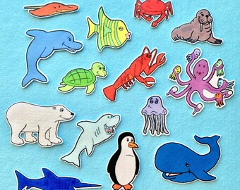 Ocean Animals Creatures -Commotion in the Ocean -Felt Board Set