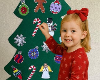 Felt Christmas Tree 41" tall-  w ornaments. Toddlers, Preschool, Children’s Personal Tree. Wall hanging. Creative play. DIY Option.