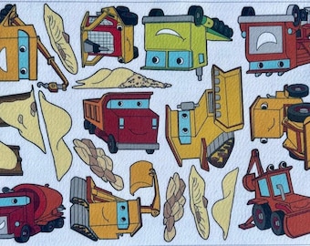 Mighty Mighty Construction Site. Felt Board Story  / Flannel Board Set/ Storytelling Fun. Fun gift for boys. Trucks. Tractors . Preschool.