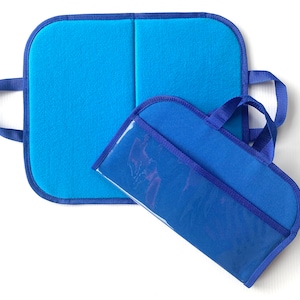 Mini Filz / Flanell Brett mit Griffen und Lagerung -Blau mit blauem Rand. Reisekinder