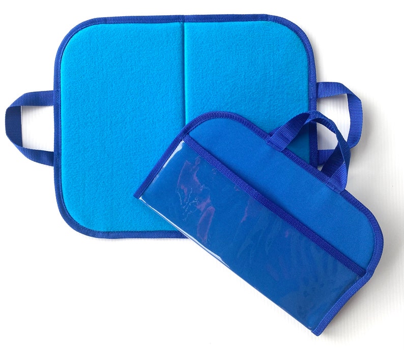 Mini Felt / Flannel Board with handles and storage Blue w/ Blue trim. Travel Kids image 1