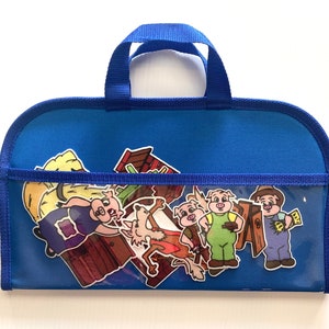 Mini Felt / Flannel Board with handles and storage Blue w/ Blue trim. Travel Kids image 2