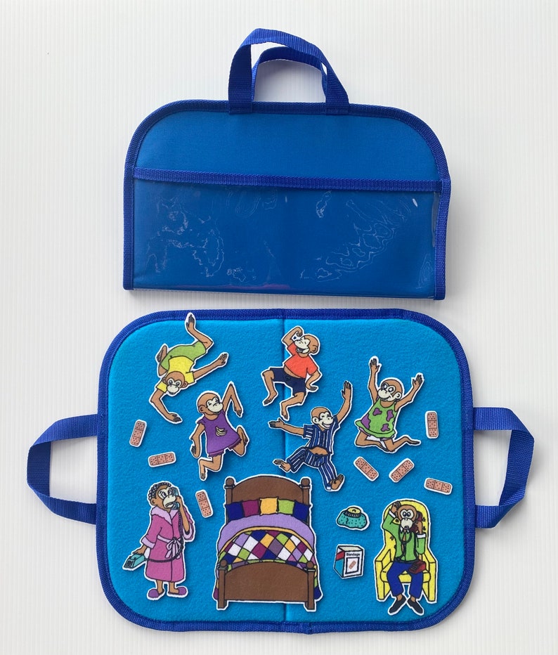 Mini Felt / Flannel Board with handles and storage Blue w/ Blue trim. Travel Kids image 7