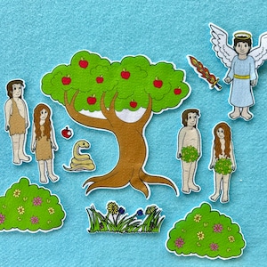 Adam and Eve Felt/ Flannel Board Set. Bible Stories. Sunday school.  VBS. Church activities. Religious.