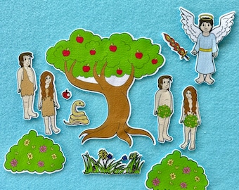 Adam and Eve Felt/ Flannel Board Set. Bible Stories. Sunday school.  VBS. Church activities. Religious.