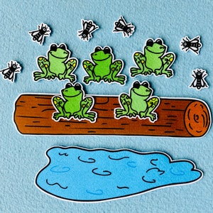 5 Little Speckled Frogs Felt /  Flannel Board Set