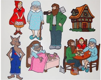 Little Red Riding Hood Felt - Flannel Board Set. Preschool. Homeschool. Daycare. Early childhood. Felt Toys. Educational teaching tools.